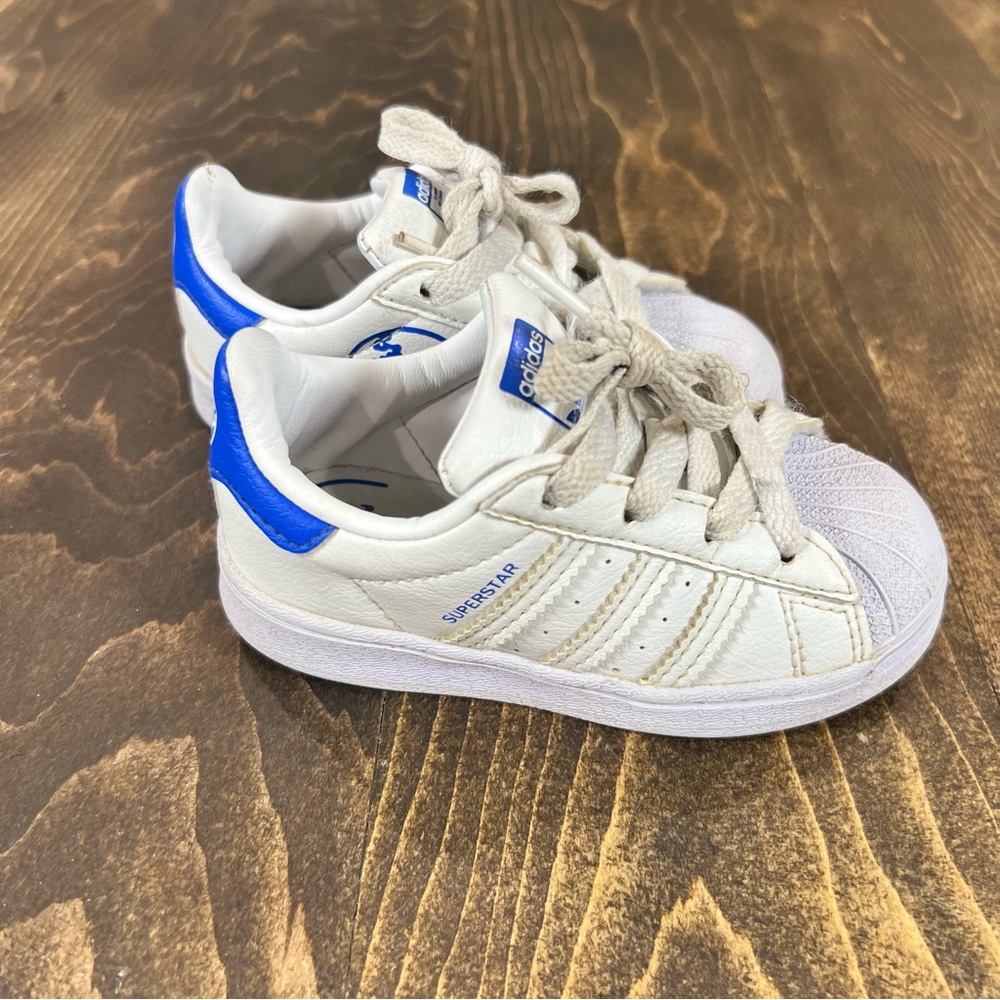 Adidas Superstar J White And Blue Toddler Shoes Size 6 1/2